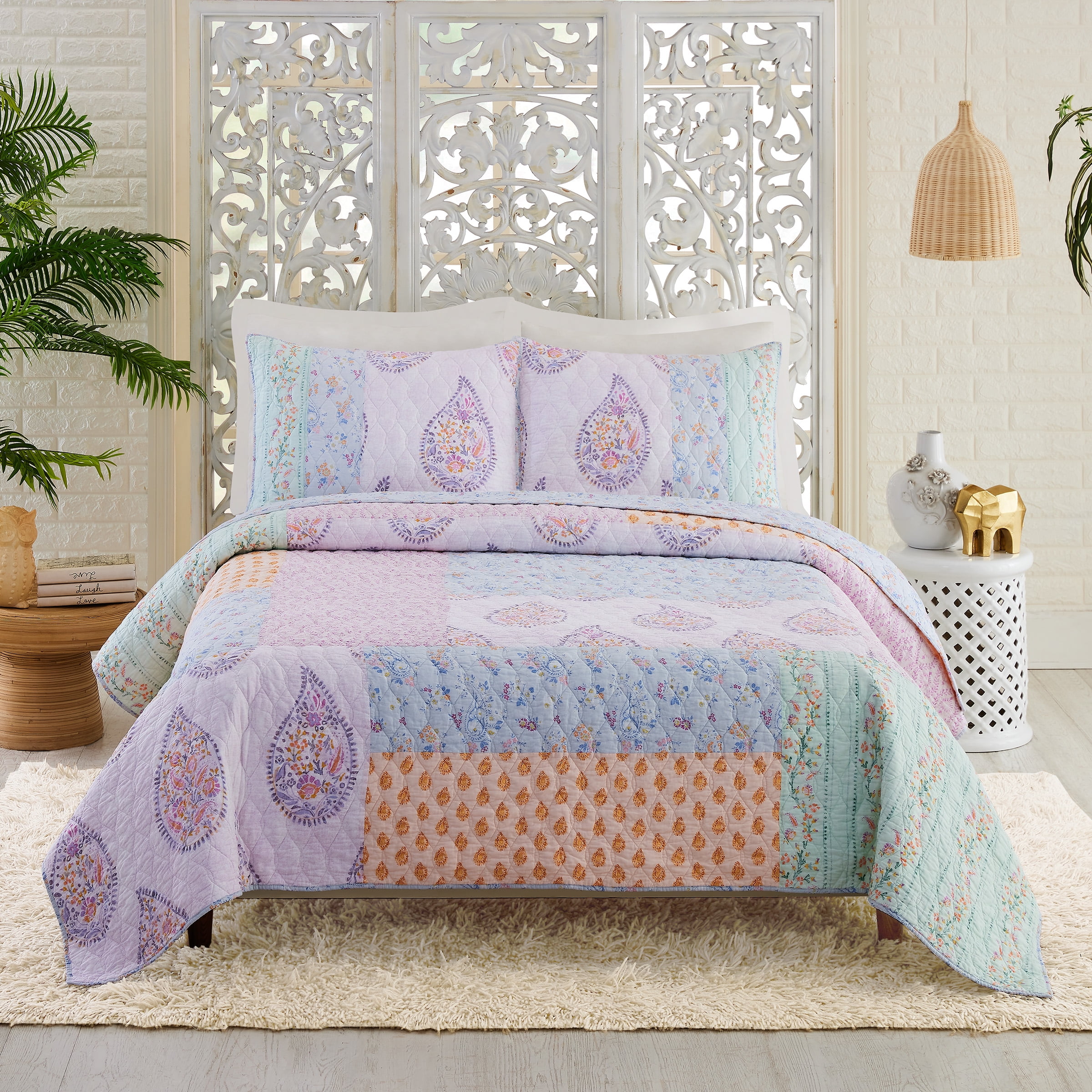 Jessica Simpson Thornhill Full/Queen Quilt Set, count 3, Purple