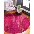 thumbnail image 2 of Unique Loom 3128100 6 x 6 ft. Lilly Jardin Round Rug, Pink, 2 of 5