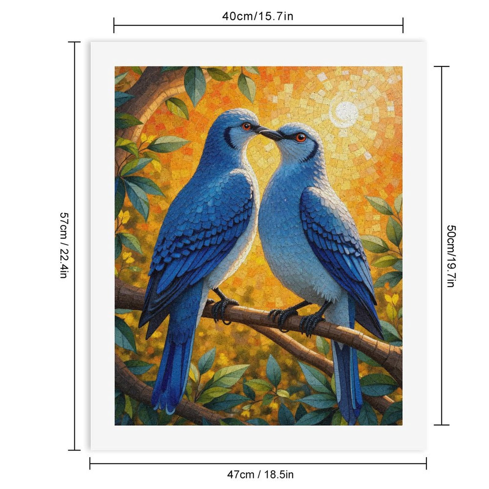 Paint By Numbers Kit for Adults Beginner - DIY Birds On Branch Vibrant Mosaic Sun Canvas Painting Kits for Adults, Frameless Paint By Number for Adults for Home Wall Decor 16x20 Inch