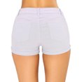thumbnail image 3 of jinghuiyue Womens Mid Rise Stretchy Denim Shorts Casual Distressed Ripped Rolled Hem Jean Short with Pockets S, 3 of 7
