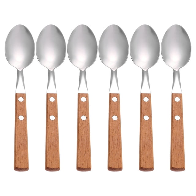 Miangastore Cuillères en Acier Inoxydable Argent 6 Pcs 7.9x1.5x0.5In Manche Courbé