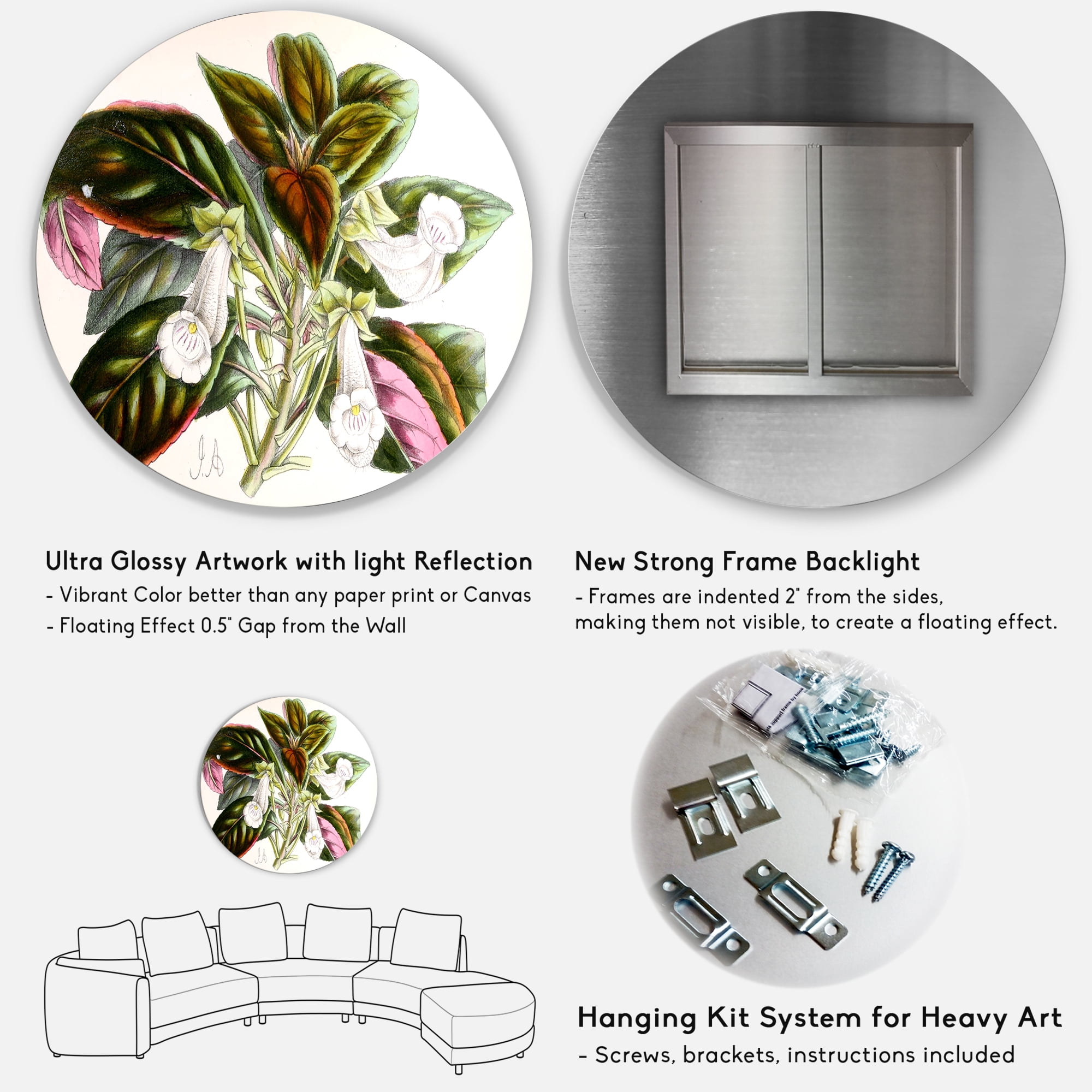 Designart 'Blossoming Vintage Flower V' Traditional Circle Metal Wall Art 29x29 - Disc of 29