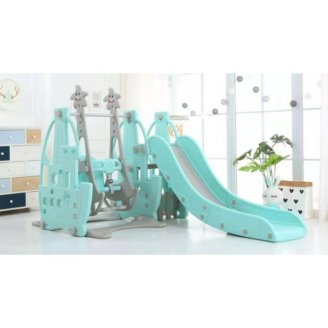 Intérieur / Extérieur Quatre dans un Ensemble de Toboggan pour Enfants avec Panier