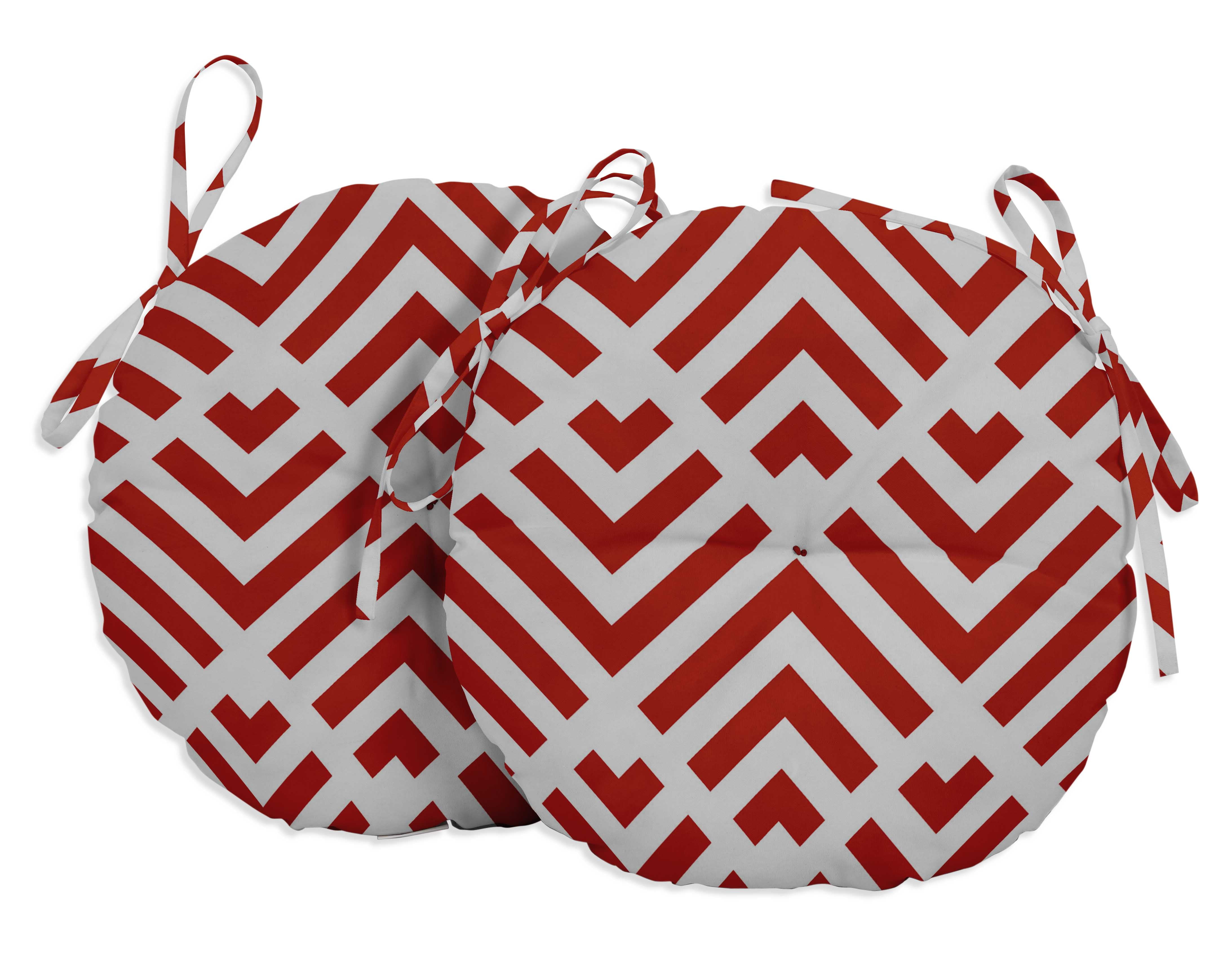 Vargottam Indoor/Outdoor Round Bistro Chair Cushions Block Print 15