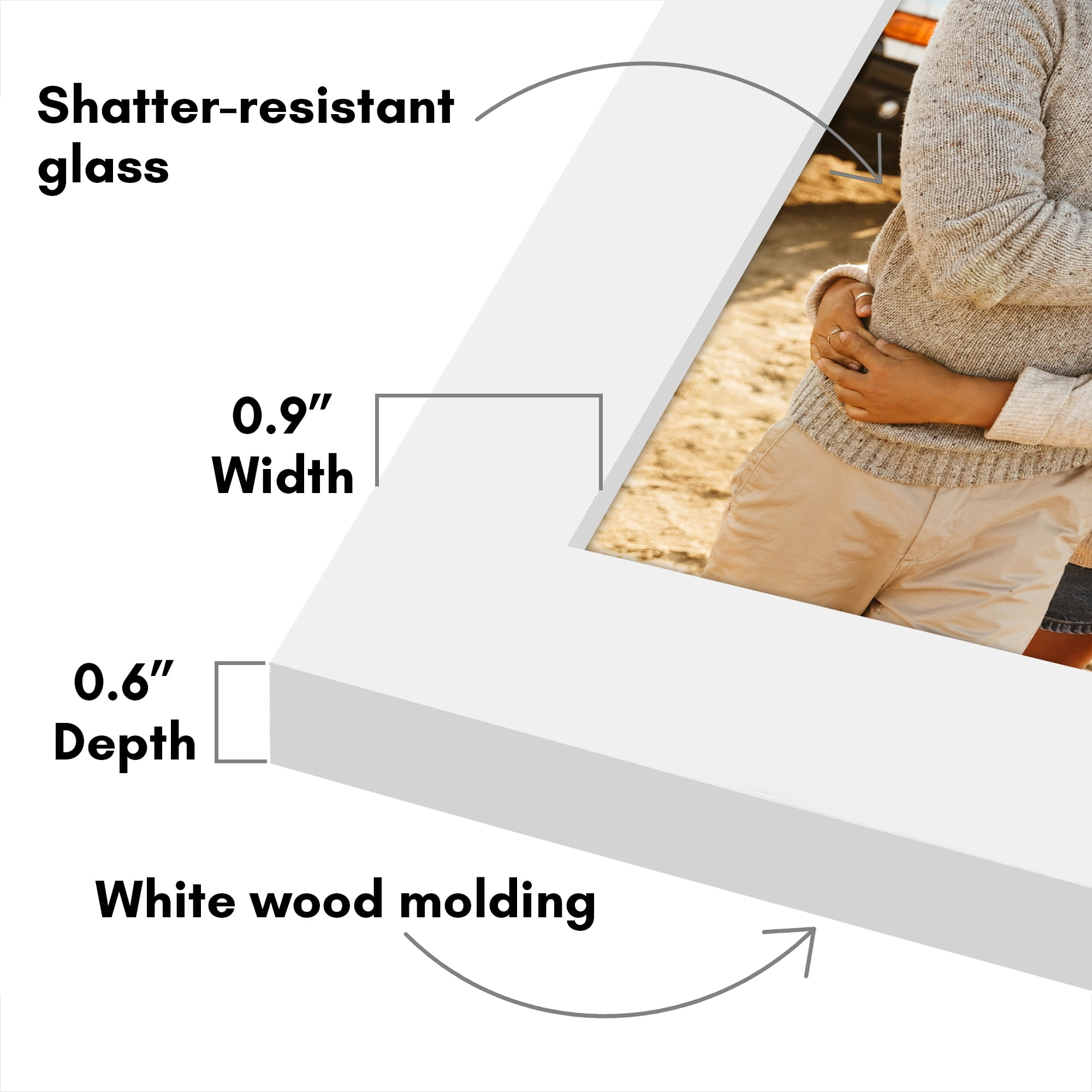 Americanflat 5x7 Hinge Frame with Shatter-Resistant Glass Hinged Double Frames Signature Collection - White