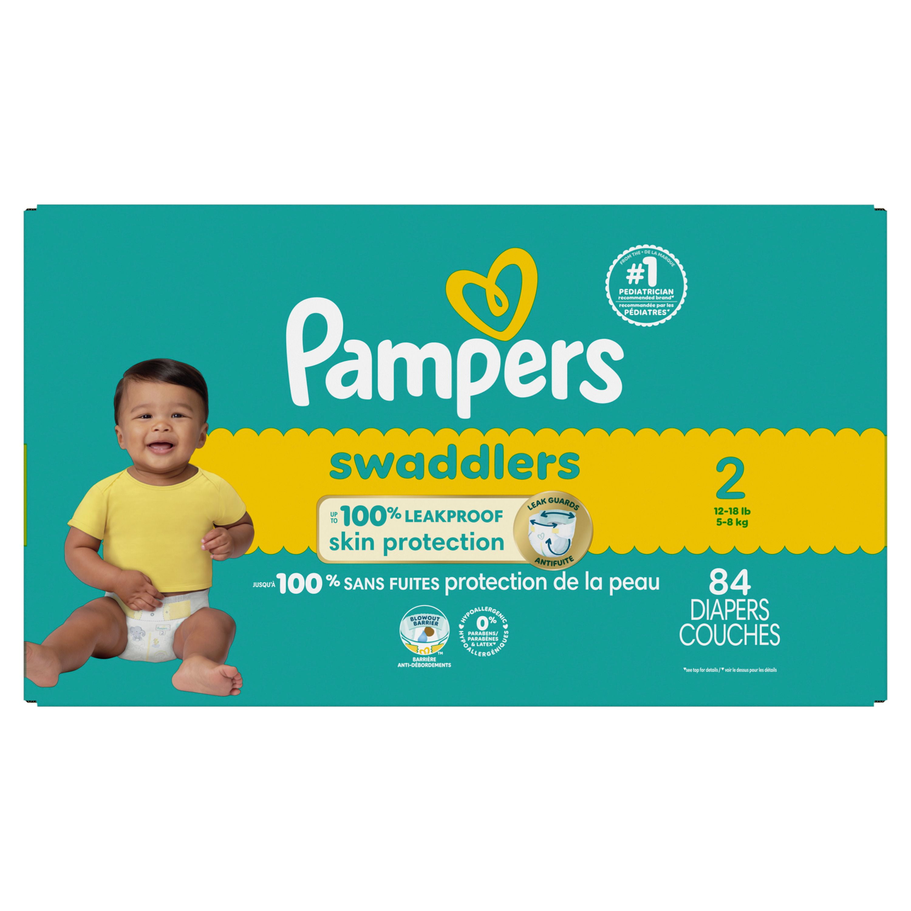 Pampers Swaddlers Diapers, Size 2 (10-22 lbs), Absorbent, Keeps Baby Dry and Comfortable, Skin Safe Disposable Baby Diaper