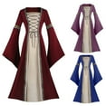 thumbnail image 6 of Medieval Dress for Women High Waisted Solid Color Renaissance Dress Fashion Floral Retro Dress Costume Flare A-Line Medieval Victorian Skirt Set for Halloween, 6 of 8
