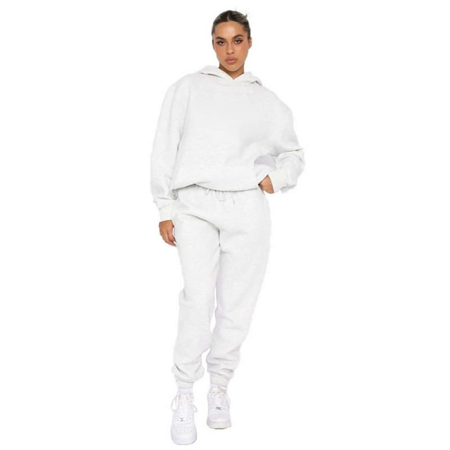 Georges Ensembles Lounge pour Femmes à Manches Longues Chandail à Capuche pour Femmes à Manches Longues Décontracté Ensemble Deux Pièces Chemise/chemise à Manches Longues à Col Rond