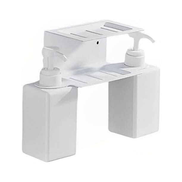 Naiovety Soporte Manual para botellas de jabón de manos, dispensador sin daños en la pared de 2 capas, organizador de champú para baño, Juegos de accesorios de baño