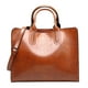 thumbnail image 5 of Bolso de mano de cuero para mujer, bolso de hombro para mujer, bolso de mano con cierre de cremallera, correa ajustable Marrón, 5 of 9