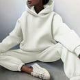 thumbnail image 2 of CILENON Sweatsuit Women Solid Solor Casual Fashion Long Pants With Thick Long Sleeve Hoodie Suit Conjuntos Deportivos Para Mujer Plus Size 2 Piece Sets Exercise Clothes for Women(White,XXL), 2 of 5