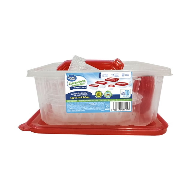 Great Value contenedores para alimentos reutilizables multipack 10pzs