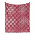 thumbnail image 1 of Damask Soft Flannel Fleece Blanket, Flower Featured Classic Damask Theme Pattern Original Royal French Inspired Style, Cozy Plush for Indoor and Outdoor Use, 50" x 60", Purple Salmon, by Ambesonne, 1 of 6