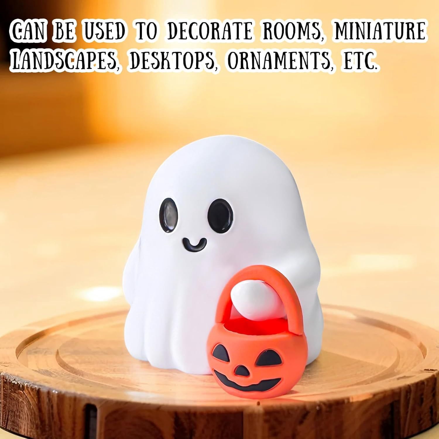 Glow-in-the-Dark Mini Ghost Figurine for Halloween Desk and Shelf Decor
