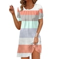thumbnail image 2 of Puntoco Vestido De Verano Para Mujer, Informal, Estampado, De Playa, Manga Corta, Cuello Redondo, Suelto, Camiseta Sin Mangas, Vestido De Manga Corta Con Cuello Redondo, Amarillo Xxxxxl, 2 of 5