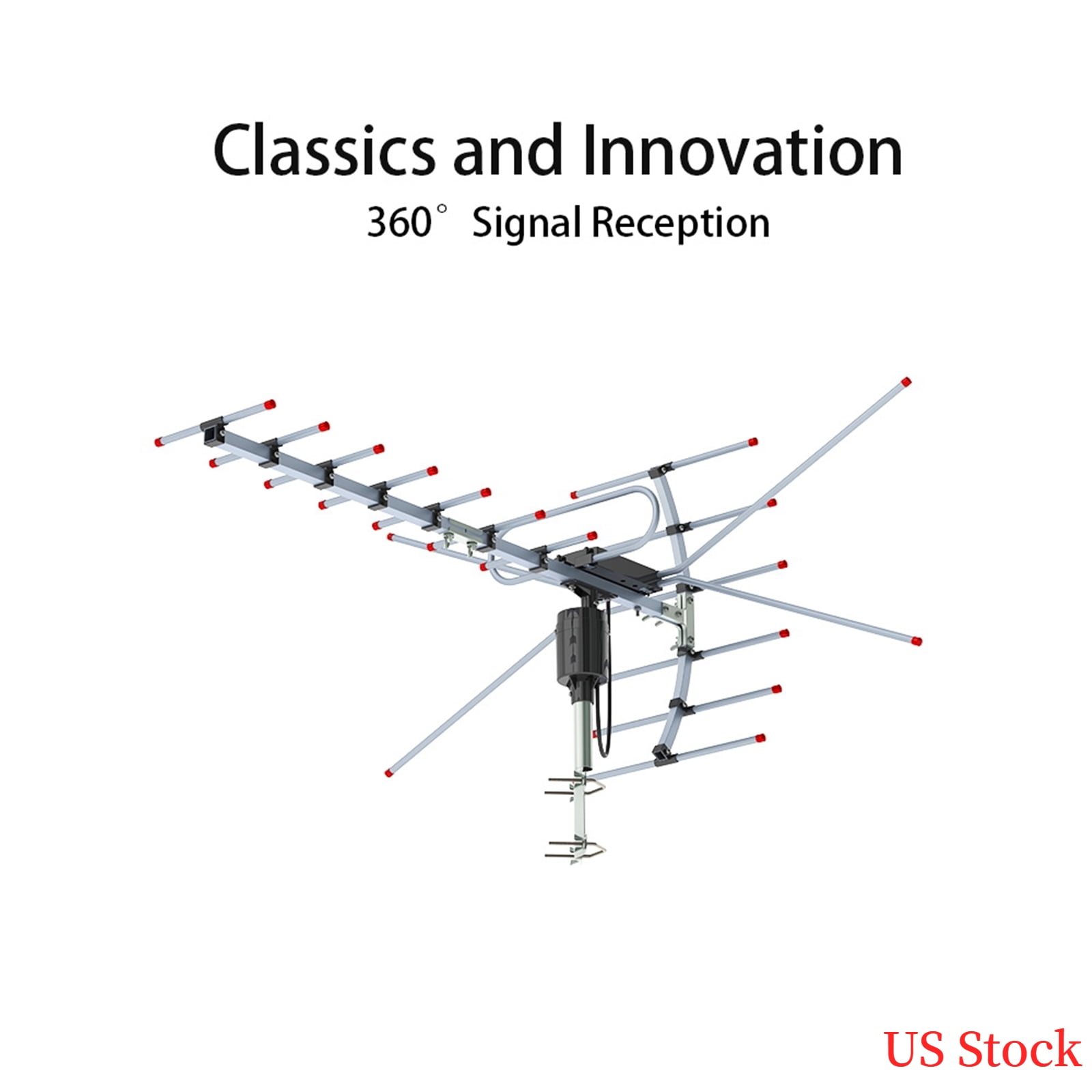 QXDRAGON Outdoor Antenna, 110 Miles Range 360° Rotation UV 45230MHz