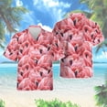 thumbnail image 4 of Camisas hawaianas con estampado completo de animales y pájaros lindos para hombres, camisas casuales de manga corta para vacaciones en la playa, blusa con botones de talla grande, 4 of 5