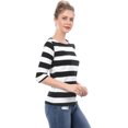 thumbnail image 4 of Disfraz de navidad Camisecon mangas de codo pamujer Camisebásiinformal con cuello de barco y corte ajustado Negro Blanco 3XL, 4 of 6