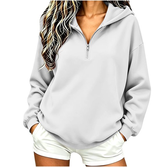 BUIGTTKLOP Hoodies for Women 1/4 Zip Hooded Sweatshirt Long Sleeve Shirts Comfy Fleece Pullover Tops 2026 Fashion Clothes