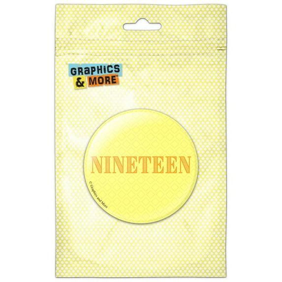 Nineteen Birthday Diamond Pattern Yellow Refrigerator Button Magnet