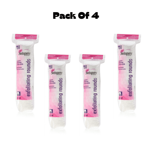 Swisspers Premium Exfoliating Rounds, 2 Distinct Raised Textured Surface, Cotton Facial Pads, 80 Count Re-closable Bag(PACK OF 4 (320 CT))