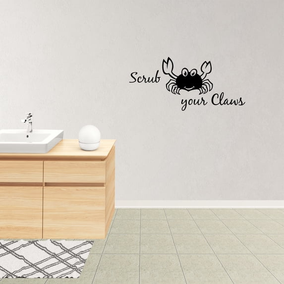 Scrub Your Claws Vinyl Wall Decal Quote Nautical Bathroom Decor Crab Beach Decorations Cute Bathtub Lake House Sticker XJ473-L