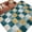 Blue, variant on Teal Gold Mosaic Washable Small Entryway Area Rugs 2'x3', Rustic Abstract Checkerboard Grids Low Pile Throw Rug Non-Slip Sturdy Edge Binding Carpet for Front Door Floor Room Entry