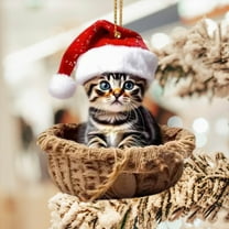 EWASWON Christmas Kitty Ornament - Cute Festive Hanging Charm for Car, Backpack, Home Decor | Holiday Gift
