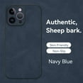 thumbnail image 1 of ELEHOLD Leather Case for iPhone 14 Pro 6.1",Luxury Sheepskin Comfortable Grip All-inclusive Lens Protection Soft Edge Shockproof Slim Case for iPhone 14 Pro, Navyblue, 1 of 6