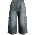 thumbnail image 3 of Straight Leg Jeans for Women Cargo Pants for Women Spring Summer Casual Loose Straight Leg Cropped Capri Jeans 6 Pockets High Waisted Stretchy Denim Pants, 3 of 5