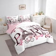 thumbnail image 3 of Manfei Female Men Eiffel Tower Twin Bedding Sets 7-Piece,Romantic Paris Bedding Comforter Set Microfiber,Happy Valentine's Day Breathable Sheet Sets,Luxury Bedroom Decor,Reversible, 3 of 8