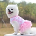 thumbnail image 3 of Longday Summer Pet Dog Peach Blossom Dress Lace Chiffon Dress For Small Dog Puppy Wedding Birthday Party Clothing Dress, 3 of 9