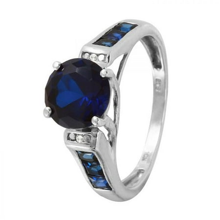 Foreli 0.01CTW Created Sapphire And Diamond 10k White Gold Ring