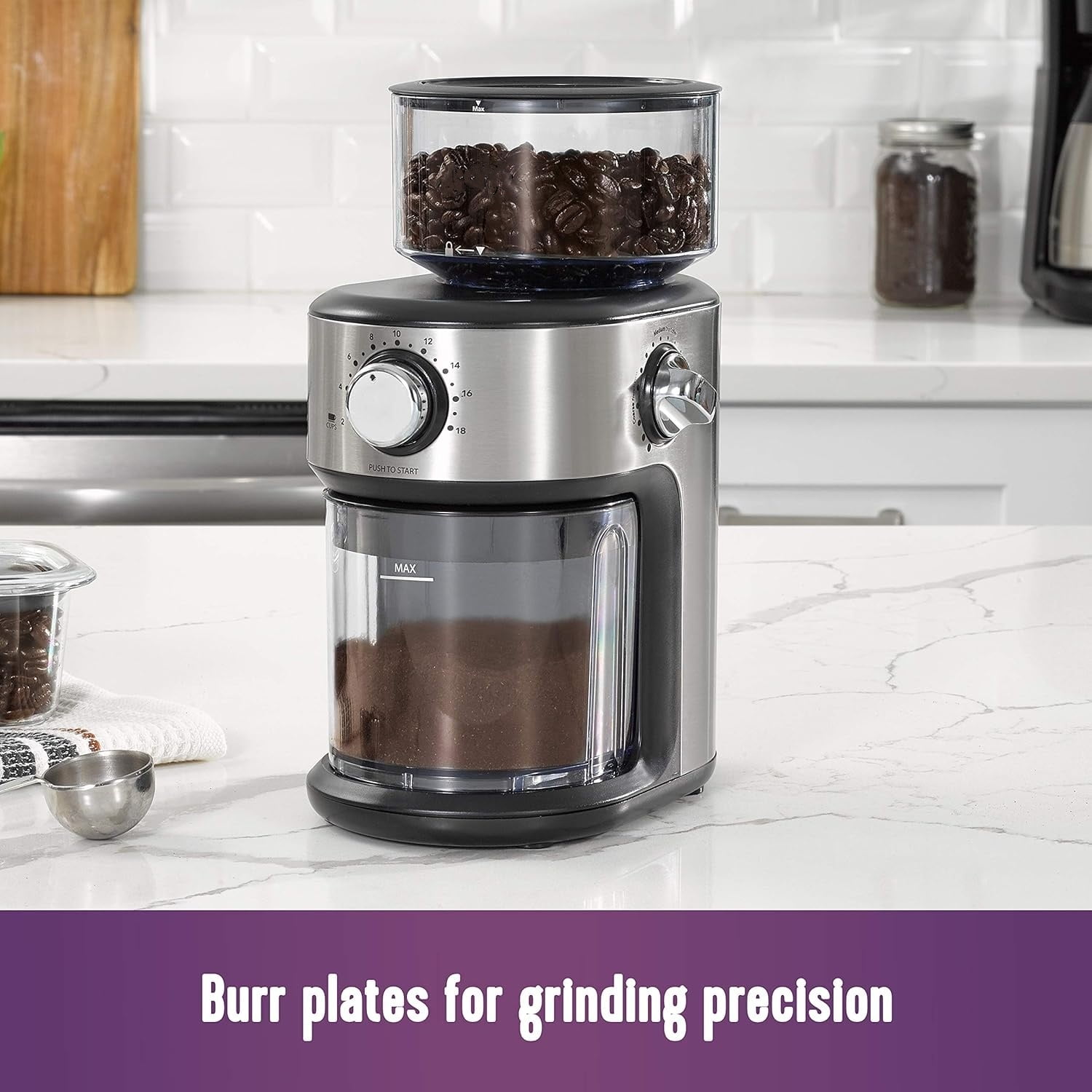 Coffee Grinder Automatic Grinder with 18 Presets for French Press Drip and Espresso 18-Cup Capacity Stainless Steel