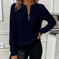 thumbnail image 3 of Stamzod Womens Quarter Zip Pullover Sweatshirts Dressy Casual Textured Tops Spring Fall Crewneck Sweatshirt Navy E XL, 3 of 8