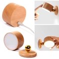 thumbnail image 4 of Lámpara de pared de madera, recargable por USB, con interruptor táctil, batería de 1500mah, lámpara de noche giratoria de 360°, luz magnética Rojo Verde, 4 of 5