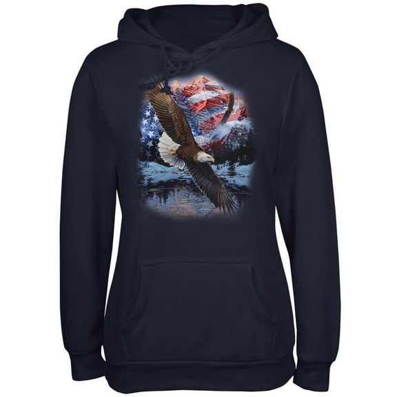 4th Of July American Flag Bald Eagle Juniors Soft Hoodie Navy SM