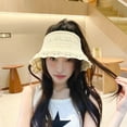 thumbnail image 1 of LinYooLi Foldable Knitted Sun Hat For Women Empty Top Sunscreen Cap Summer Sun Protection Fisherman Hat For Female Outdoor Beach Sun Caps, 1 of 6