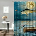 thumbnail image 2 of BCIIG Fish Boat Fishing Bathroom Decor Set with Hooks Polyester Fabric Shower Curtain Home Bathroom Decoration 36"x72, 2 of 7