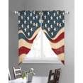 thumbnail image 3 of Vintage American Flag Swag Valances for Windows, Blue Red White Star US Flag Rod Pocket Sheer Valances for Large Windows, Swag Toppers Light Filtering for Kitchen Living Room 2 Panels 36''x63'', 3 of 6
