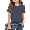 thumbnail image 4 of CPNG Boys Girls Daily Casual T Shirt Comfortable Stylish Solid Color Summer Crewneck Short Sleeves T Shirt(Dark Gray,9-10 Years), 4 of 8
