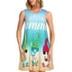 thumbnail image 1 of Easygdp Hello Summer Gnome 1 para Vestido Transpirable de Mujer, Vestido Suelto de Manga Corta con Pliegues y Bolsillos para el Verano, 1 of 7