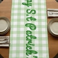 thumbnail image 5 of Table Runners 72 Inches Long Dress Scarves, St. Patrick's Day Farmhouse Kitchen Table Runner, Coffee Tablerunners, Spring Botanical Clovers Coin Green Check 18x72 Inch, 5 of 9