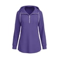 thumbnail image 7 of Horkkom Quarter Zip Pullover Women Casual Tunic Drawstring Tops Fashion Solid Color Comfort Hoodie with Pockets XXL, 7 of 7