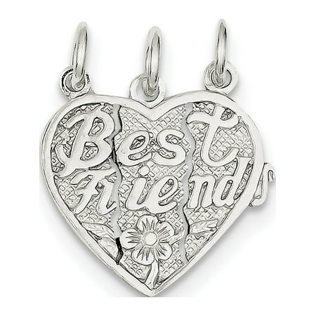 Leslies Fine Jewelry Designer 925 Sterling Silver Best Friends 3-piece break apart Heart (20x19mm) Pendant