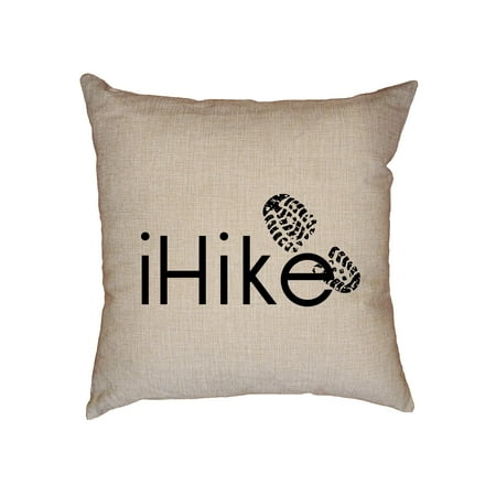 Trendy iHike With Hiking Boot Print Hiking Love Decorative Linen Throw Cushion Pillow Case with