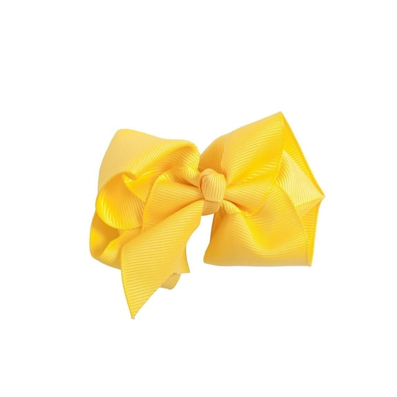 GOGIRL! USA 4 Inch Grosgrain Ribbon Hair Bow w/ French clip Yellow