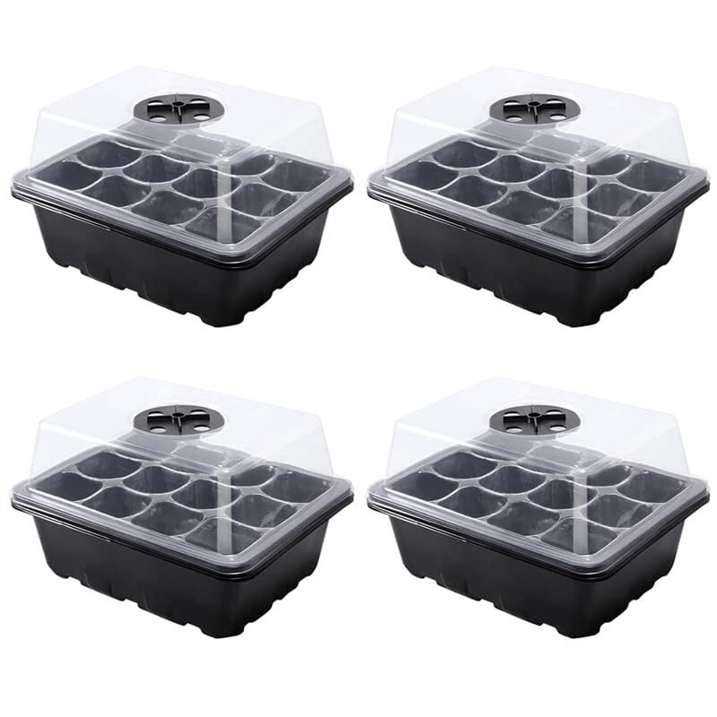 Seed Trays, 4 Pack 48 Cells Seed Trays for Seedlings Reusable Seed