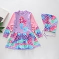 thumbnail image 2 of Laipiong Girls' Swimsuit 2026 Stylish Funny Cute Print Dress Style Sun Bathing Suits Long Sleeved Rash Guard Comfy Beach Swimwear, 2 of 5