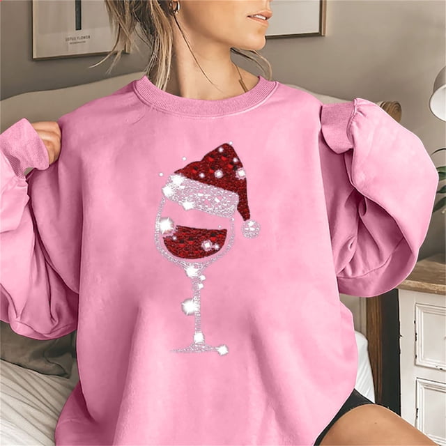 Haut de Noël Générique pour Femmes, Haut de Mode Coloré de Noël à Col Rond pour Femmes, Chandails à Manches Longues